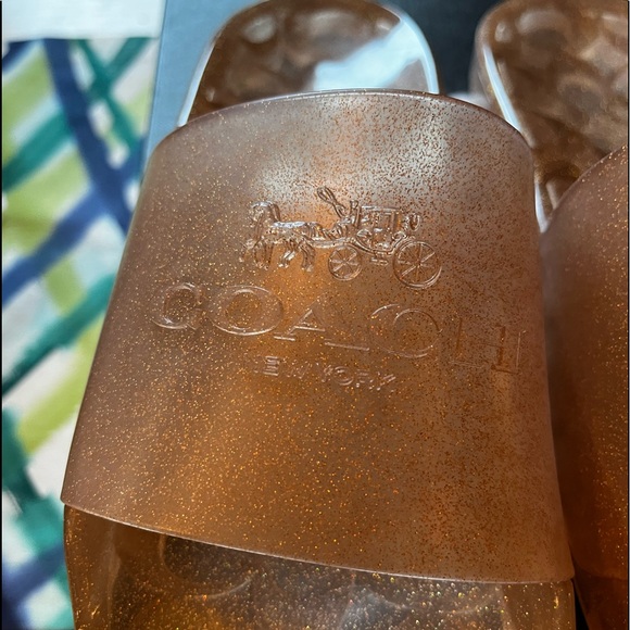 NEW COACH Ulyssa Slide Waterproof Sport Slides, In Dark Gold- Size 6 or 8 - Picture 10 of 13